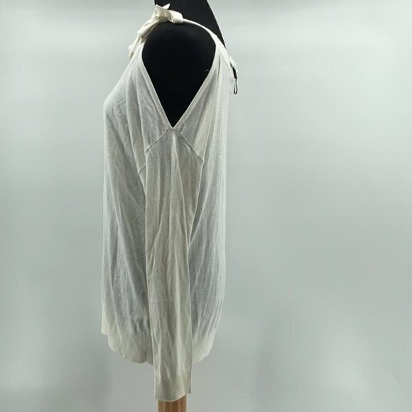 𝅺MOSSIMO Dutti NWT open shoulder cold shoulder sweater cream soft light weight - Picture 2 of 8